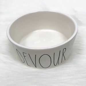 Rae Dunn DEVOUR Ceramic Dog Dish Bowl